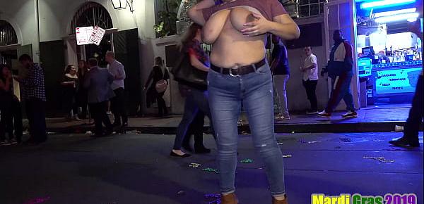  Women getting freaky in public flashing their Ass and Tits for beads during Mardi Gras | New Orleans